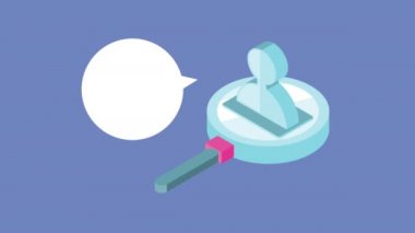 Büyüteç ve avatarlı konuşma balonu