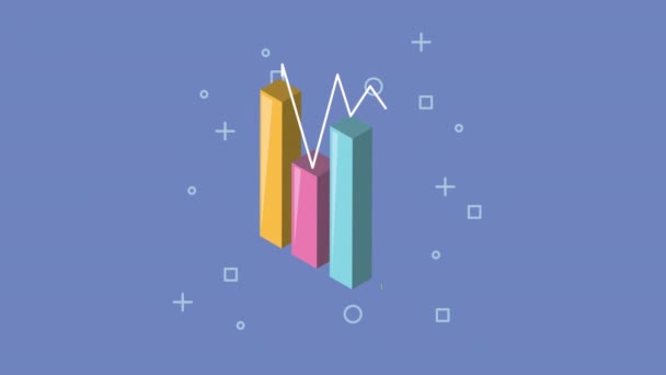 Barras estatísticas com animação seta — Vídeo de Stock