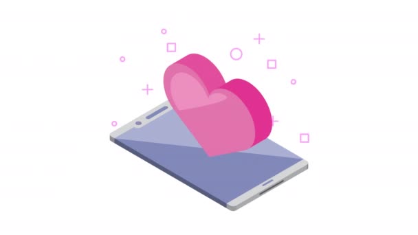 Appareil smartphone avec amour du cœur — Video