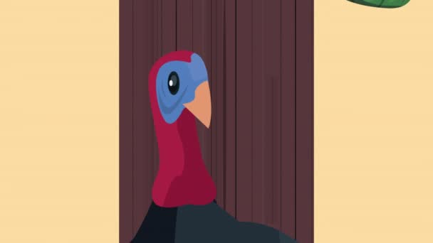 Selamat hari Thanksgiving animasi dengan kalkun dan labu — Stok Video