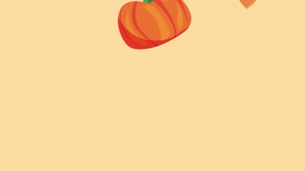 Happy thanksgiving animation with autumn vegetables pattern — Stock Video