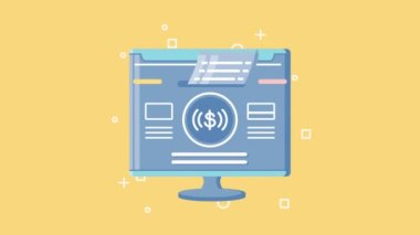 Masaüstü ve makbuzlu elektronik ticaret animasyonu
