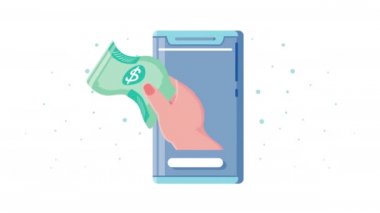 akıllı telefon ve fatura ile elektronik ticaret animasyonu