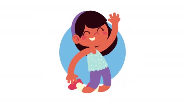 Animação de personagem menina feliz — Vídeo de Stock
