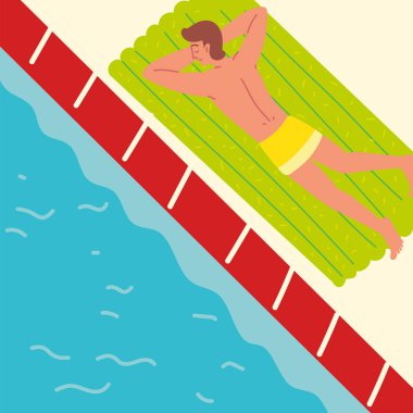 Havuz başında sakin bir adam.