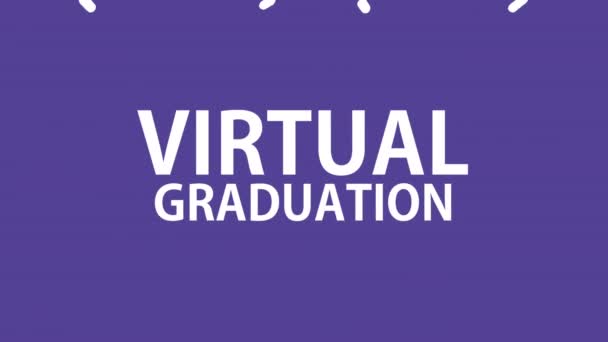 Virtuele afstuderen animatie met confetti — Stockvideo