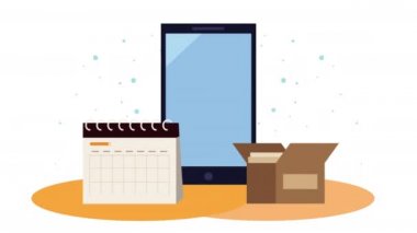 Karton kutusu ve takvimi olan akıllı telefon