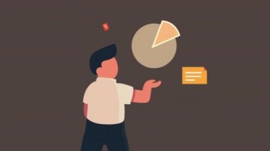İstatistik turtası ve belgeleri olan işadamı