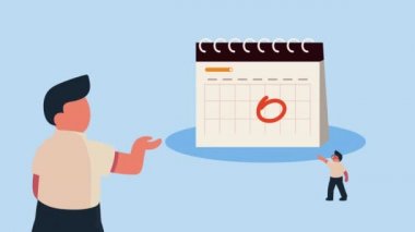 Kalemleri ve takvimi olan üç işadamı.