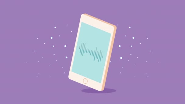 Ondas de espectro de sonido en smartphone — Vídeo de stock