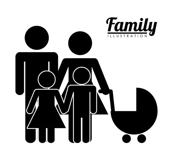 สีลูเอทของครอบครัว — ภาพเวกเตอร์สต็อก