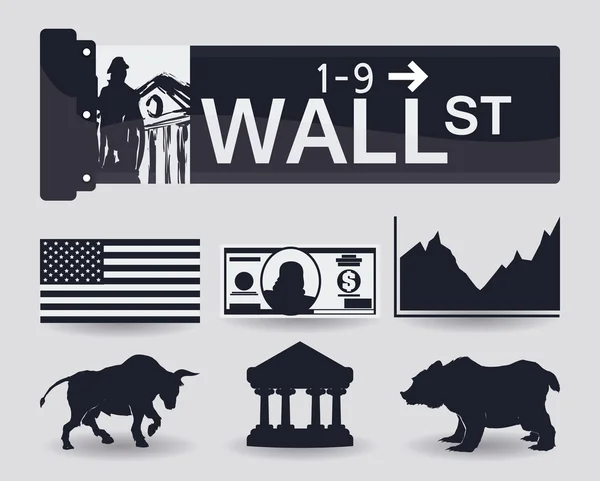 Wall street design, ilustración vectorial . — Archivo Imágenes Vectoriales