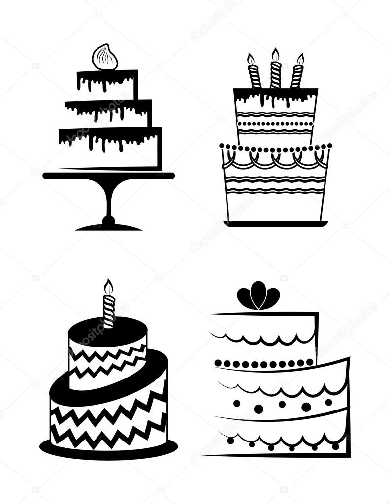 Wedding Cake Outline for Classroom / Therapy Use - Great Wedding Cake  Clipart