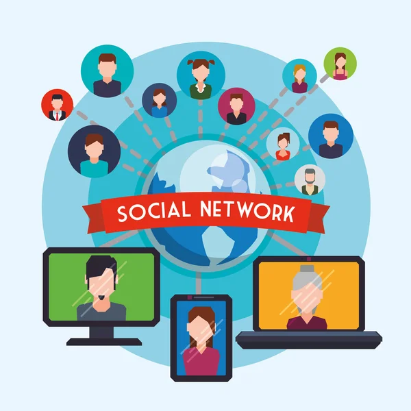 Σχεδιασμός κοινωνικό δίκτυο. — Διανυσματικό Αρχείο