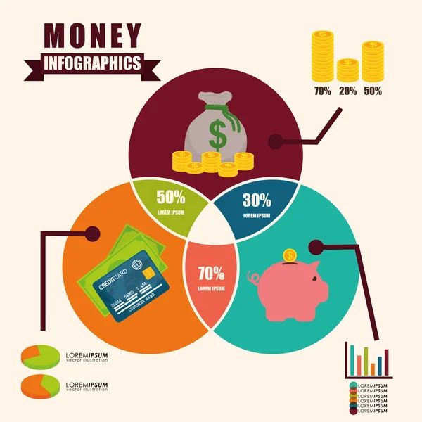 Denaro disegno infografico . — Vettoriale Stock