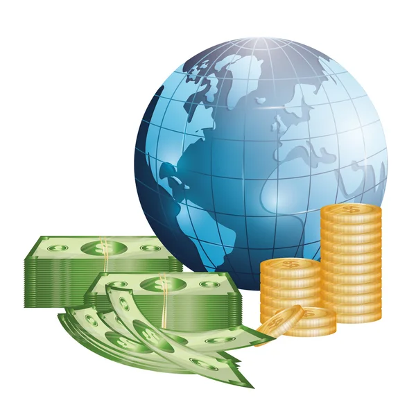 Επιχειρήσεων, χρήματα και παγκόσμια οικονομία — Διανυσματικό Αρχείο