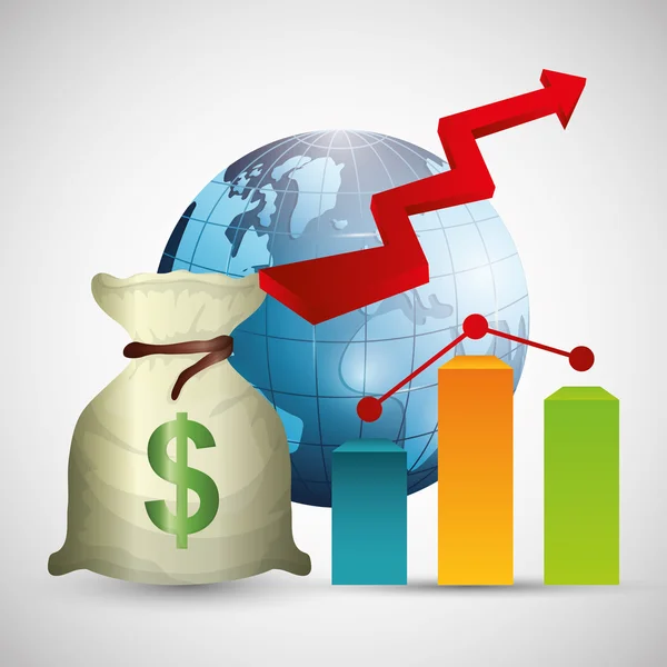 Negócios, dinheiro e economia global — Vetor de Stock