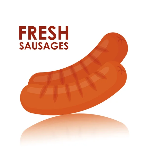 Fresh and delicious sausages bbq designs. — Stock Vector