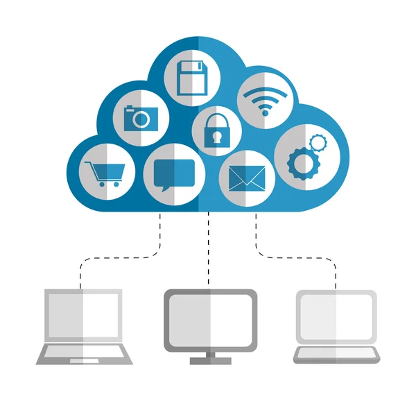 Diseño de cloud computing y hosting . — Vector de stock