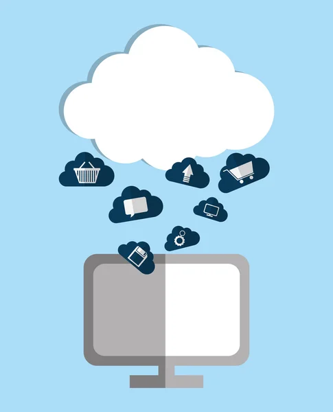 Cloud computing and hosting design. — Stock Vector