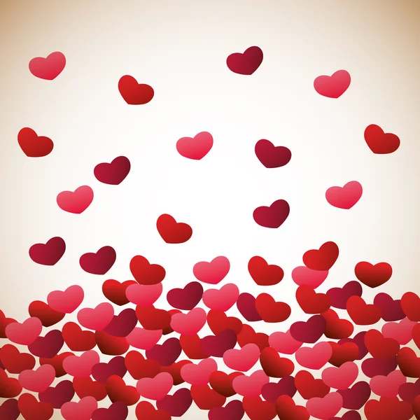 Diseño romántico del amor con corazones rojos — Vector de stock