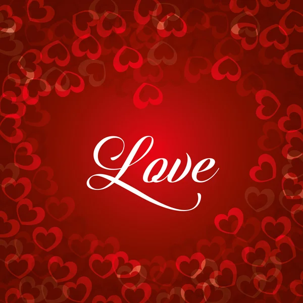 Romantic love design with red hearts — Stock Vector