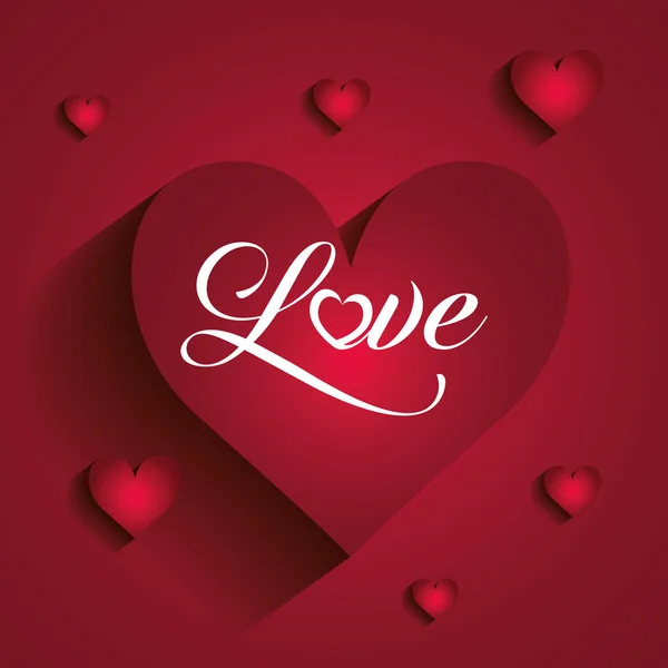 Romantic love design with red hearts — Stock Vector