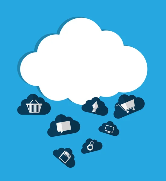 Cloud computing en hosting ontwerp. — Stockvector