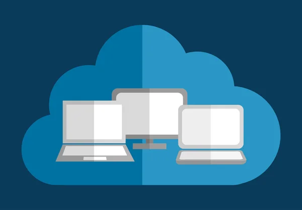 Cloud computing en hosting ontwerp. — Stockvector