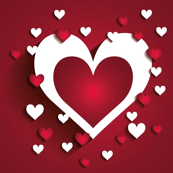 Romantic love design with red hearts — Stock Vector