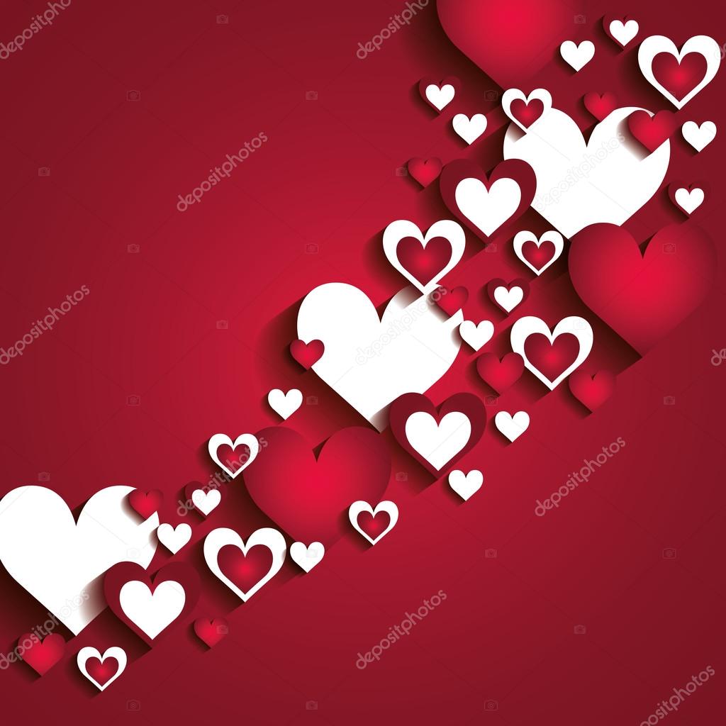 Romantic love design with red hearts