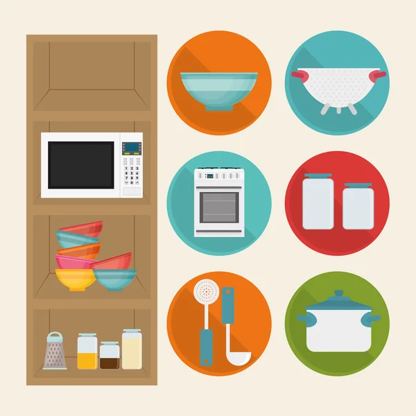 Inicio Diseño de iconos de cocina — Vector de stock