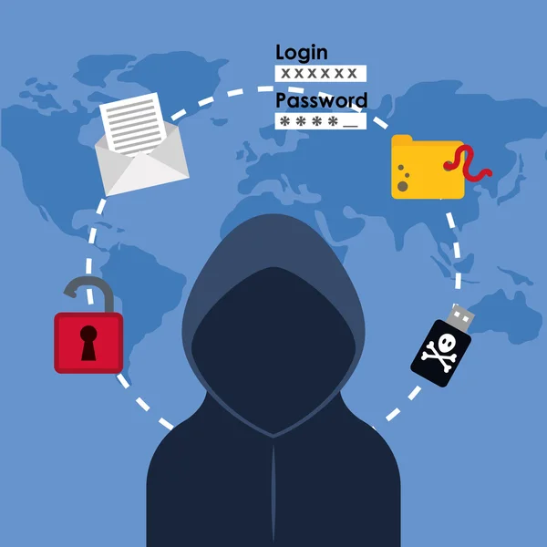 Fraude digital e design de hacking —  Vetores de Stock