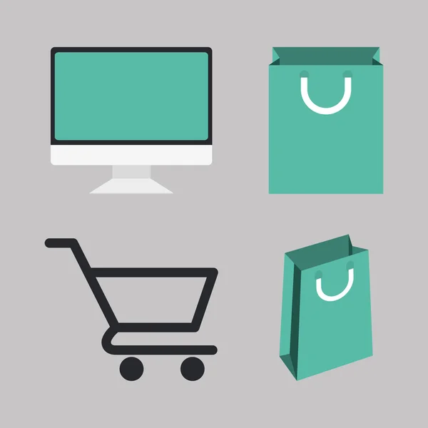 Alışveriş ve e-ticaret grafik tasarım ile kutsal kişilerin resmi — Stok Vektör