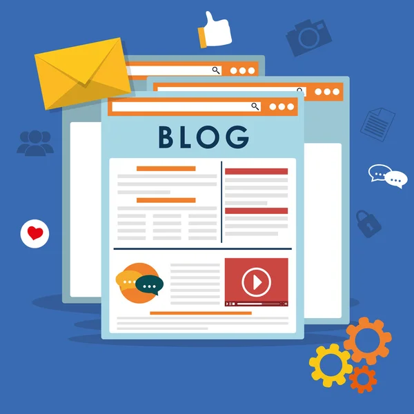 Tema blog, blogging e blogglers — Vettoriale Stock
