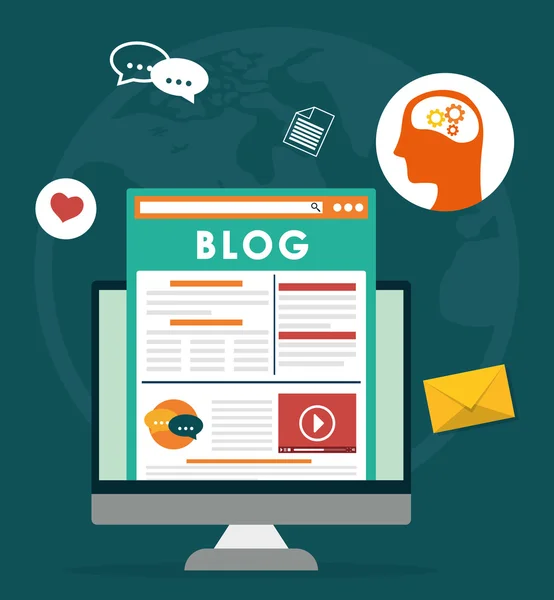 Tema blog, blogging dan blogglers - Stok Vektor