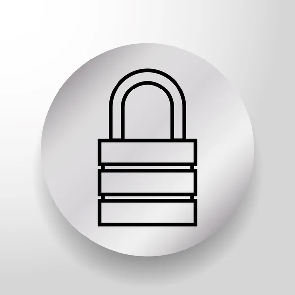Security padlock on round button — Stock Vector