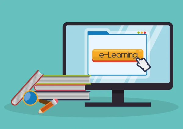 Educação on-line ou e-learning — Vetor de Stock