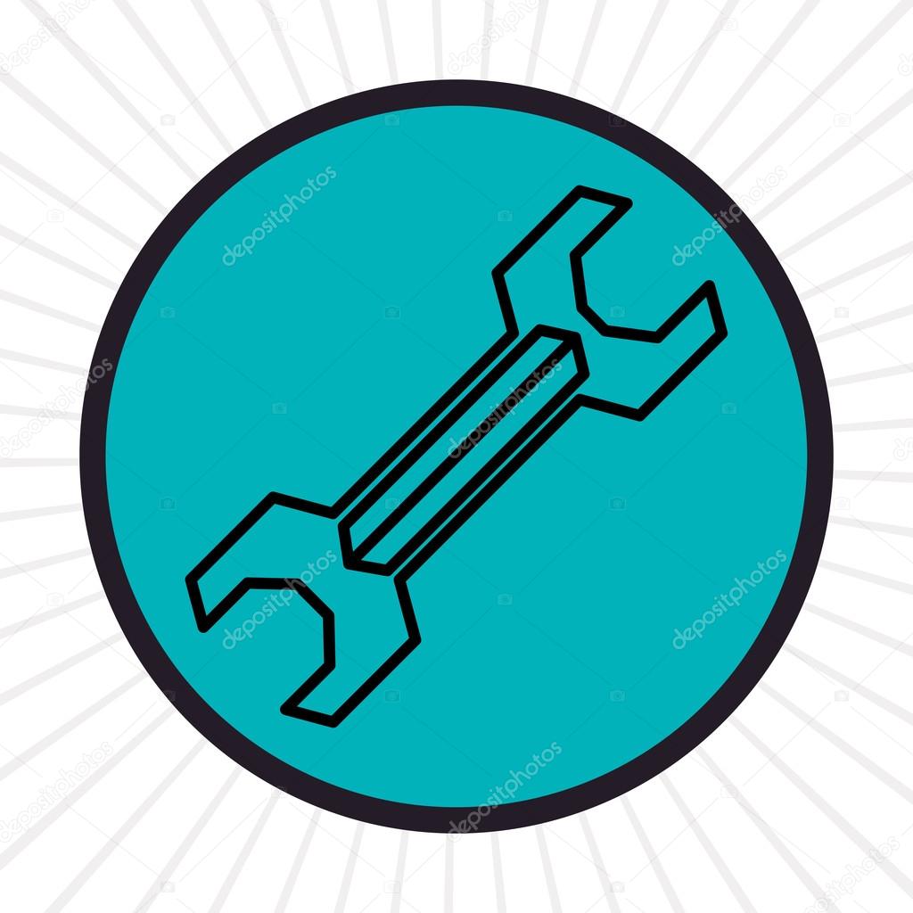 Wrench tool inline icon graphic
