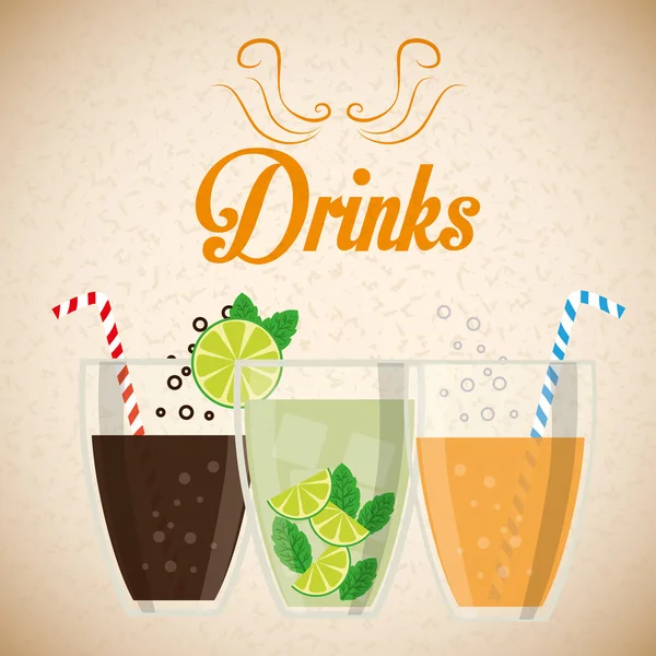 Bebidas vasos concepto diseño — Vector de stock