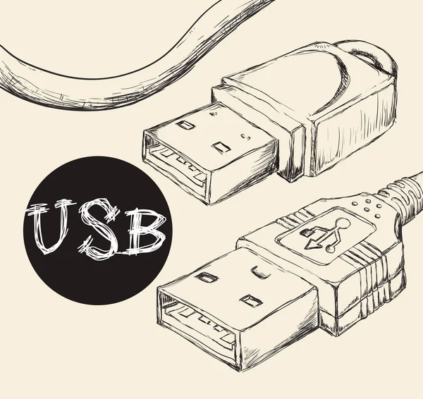 USB simgesi tasarım — Stok Vektör