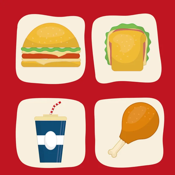 Diseño de iconos de comida rápida — Vector de stock