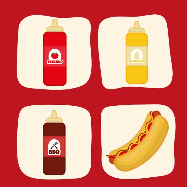 Fast food simgeleri tasarım — Stok Vektör