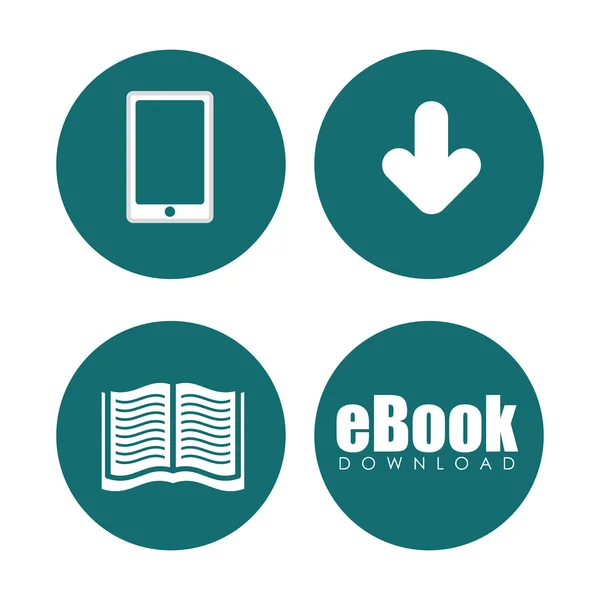 Diseño de iconos de libro y e-learning — Vector de stock