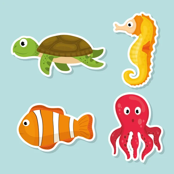 Dibujos animados fauna marina — Archivo Imágenes Vectoriales
