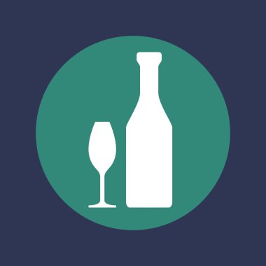 Şarap şişesi bardak simgesiyle