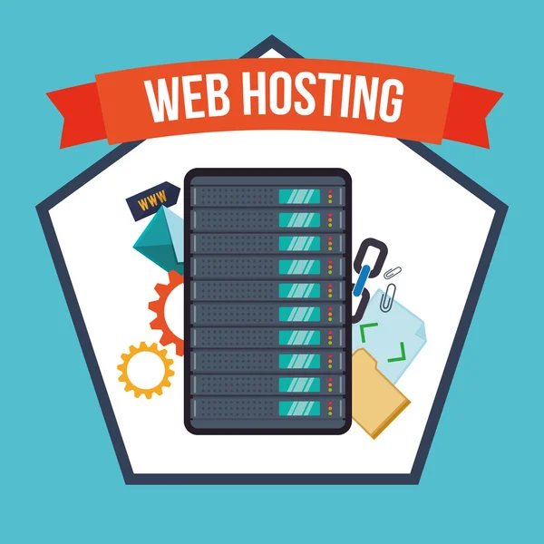 Web Hosting ve veri güvenlik tasarım — Stok Vektör