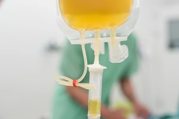 在手术过程中给新鲜冰冻的血浆成分血 — 图库照片