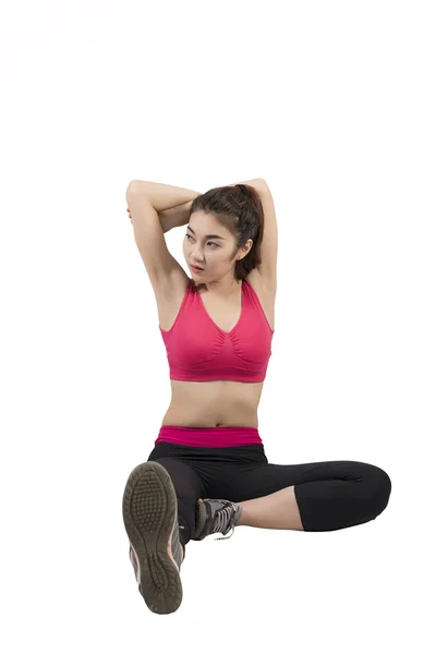 Aislado asiático joven mujer con ejercicio suite —  Fotos de Stock