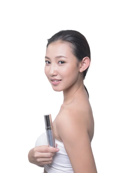 Aziatische vrouw op witte achtergrond — Stockfoto